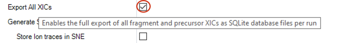Pipeline Mode setting for exporting the SQLite files per raw file.